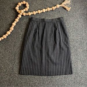 Black & White Stripe Midi Knee-Length Modest Pencil High-Waist Basic Skirt Sz S